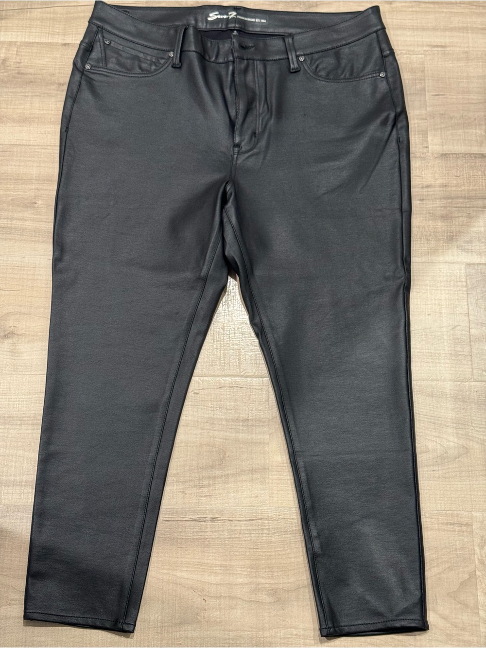7 For All Mankind Black Faux Leather Skinny Pants